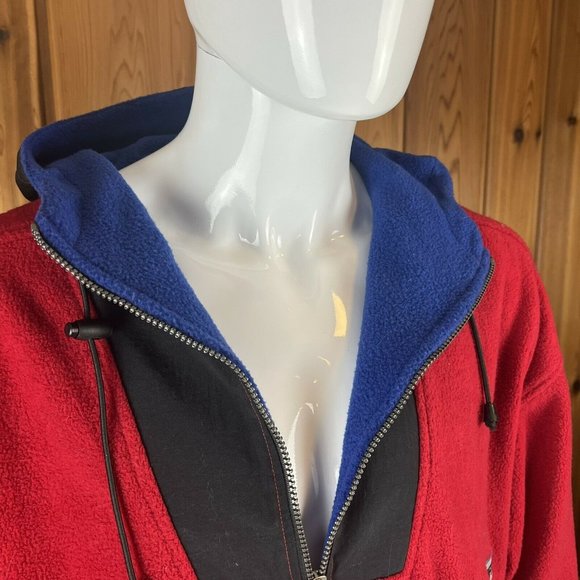 VTG Paco Sport Fleece 1/2 Zip Hoodie Tek Wear 2XL Hip Hop 90s Bootleg Polo Red - Picture 3 of 10